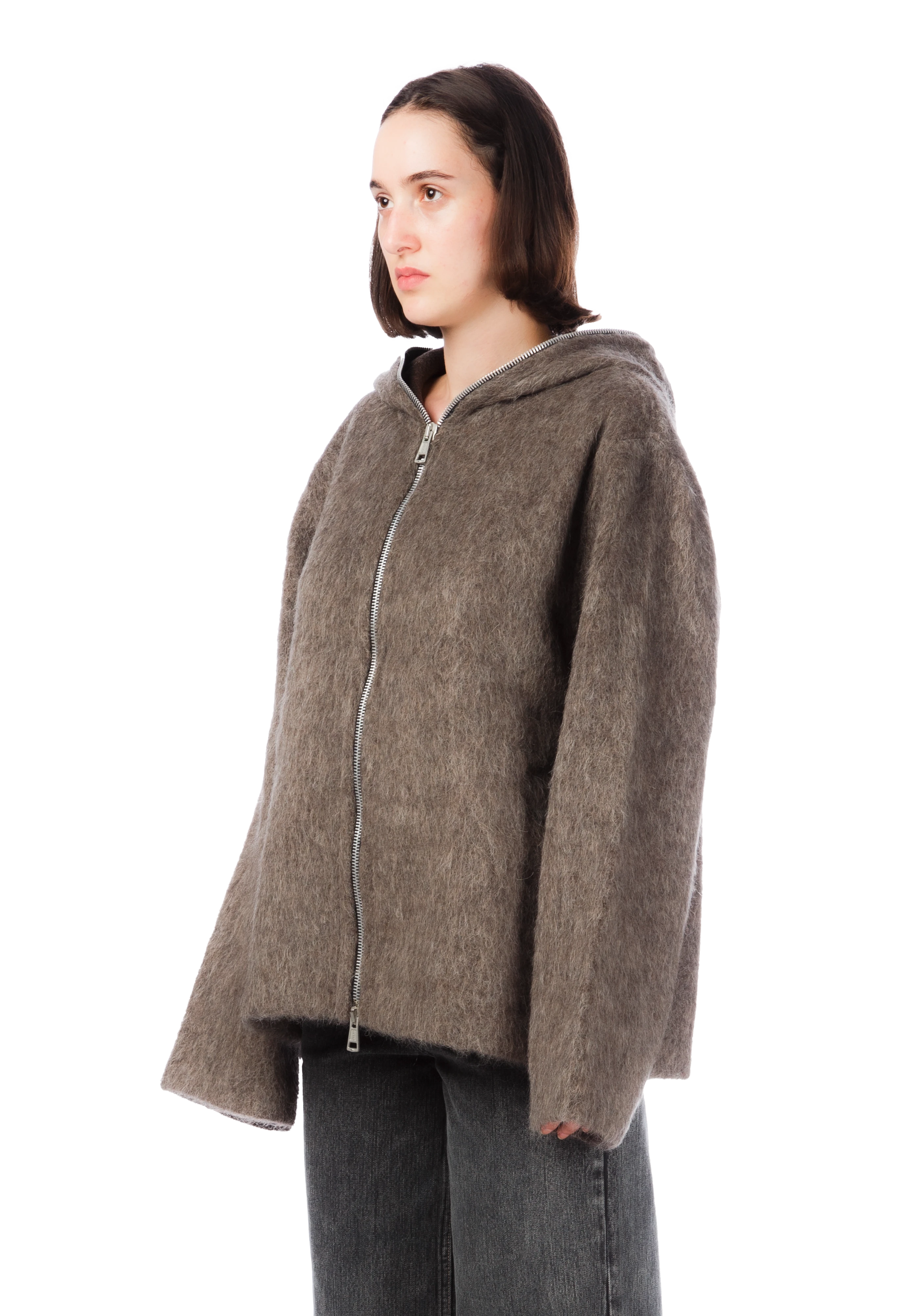 Mole Grey Mohair Full Zip Hood | sold out | OLW0094.3 Mole Grey Mohair Full Zip Hood | sold out | OLW0094.3